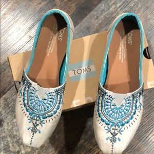 Light Grey Canvas Beaded Embroidery TOMS